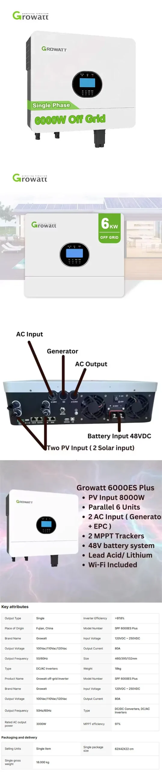 Growatt Solar Inverter Off Grid 6KW Inverter