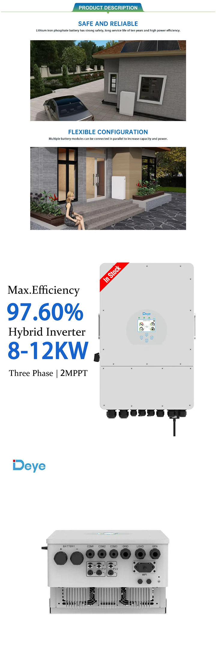 Deye SUN-6K-SG01HP3-EU-AM2 Single Phase Hybrid Solar Energy Storage Inverter